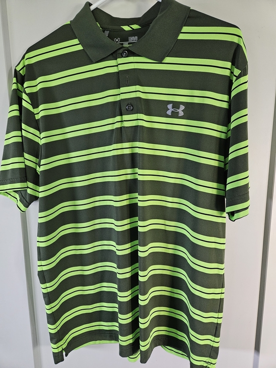 Under Armour Other - Under Armour Green Striped Polo Shirt HeatGear Performance